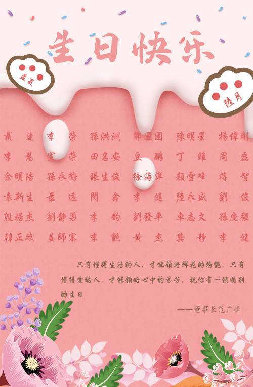 【生日祝?！抗ё?月生日的員工生日快樂！
